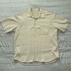 Vintage 00s Pierre Cardin Geometric Pattern Sleeve Button Up Shirt Size Large